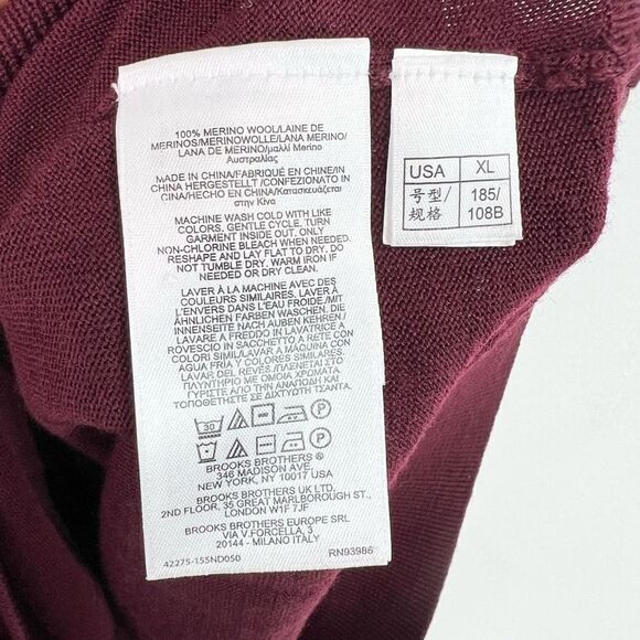 Brooks Brothers Brooksttech Merino Sweater Mens XL Maroon 1/4 Zip Pullover - Picture 7 of 8